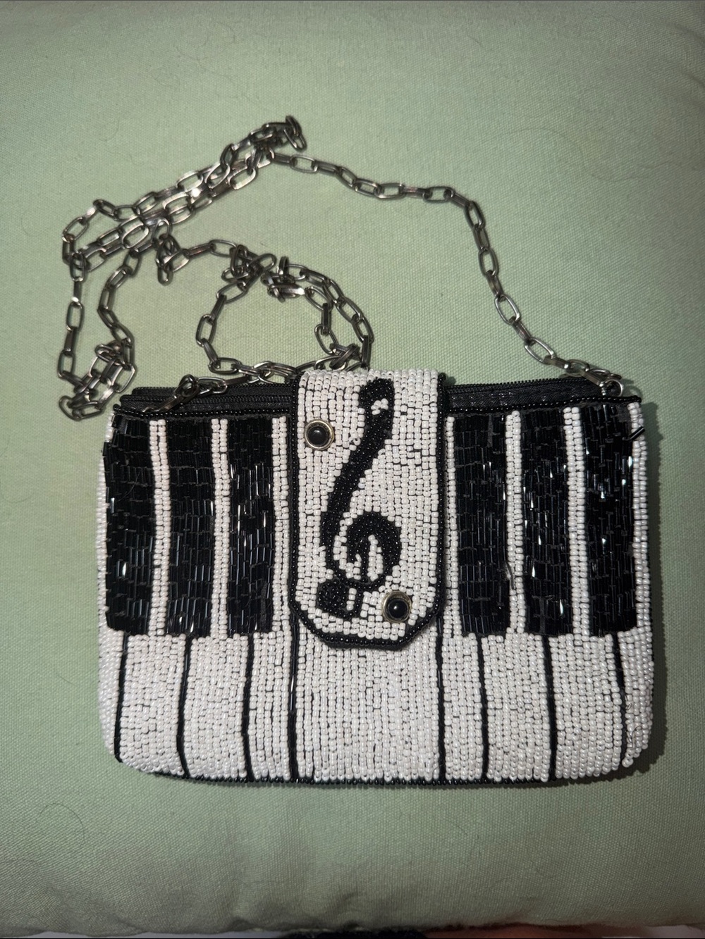 Mary Frances Keyed Up Piano Beaded Musical Note Bag